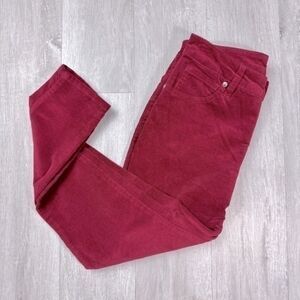 Women's Petite NWT Mid Rise Holiday Red Skinny Curvy Corduroy Pants 2P